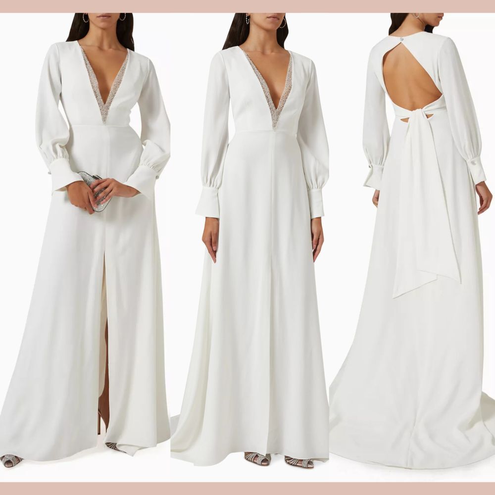 NWD $1295 Sachin & Babi [ 8 ] Wedding Britt‎ Plunge A-Line Gown Off White
